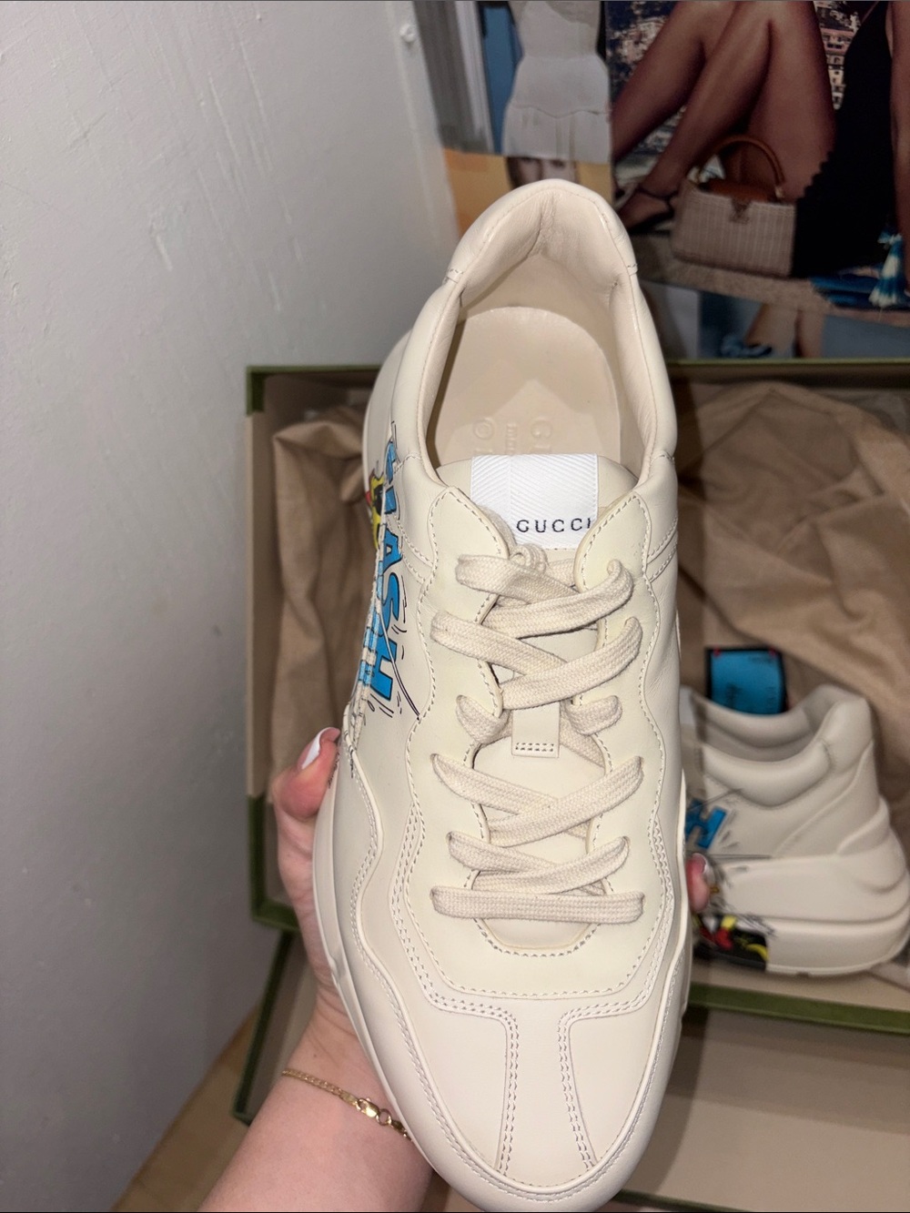 Gucci x Disney Cream Donald Duck Graphic Sneakers - Flash Print - Picture 4 of 9